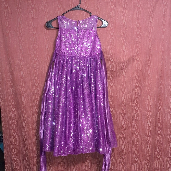 PURPLE FORMAL SLEEVELESS DRESS WITH SMALL SEQUINS - Picture 4 of 7